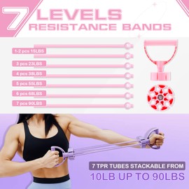 Soulchen 3 Pack Resistance Bands with Handles, 7-Tube Adjustable Resistance Bands, Exercise Elastic Ropes with Anti-Slip Handles, Training, Home Exercise, Fitness, Physical Therapy