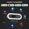 VIZOLINK W4LS Webcam HD 2K/1080P with Ring Lighting, Auto Focus,