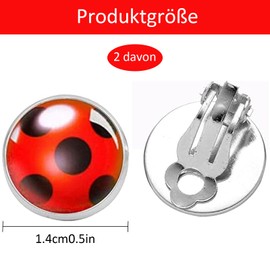 1 Pair of Ladybird Earrings, Stainless Steel Red Ladybug Earrings, Fashionable Simple Round Clip On Earrings with Metal Clip, Girls Cute Creative Earrings Without Hole, Jewellery Gifts, for Women, NO