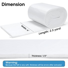 Pllieay Thickened Adhesive Felt Padding, 1/3" Thick 6" x 2.5yd Quality Rayon Blend Orthopedic Felt Roll, White Felt Adhesive Roll for Providing Cushioning and Support in Pain Foot