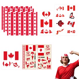 Canada Stickers and Temporary Tattoos Set – 76 Pcs Flag Stickers & Temporary Tattoos for Adults and Kids – Colorful, Easy-to-Use, Fun for Celebrations, Festivals, and Sports Events, Canada Day