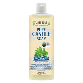 Dr. Natural Castile Liquid Soap, Peppermint, 32 oz - Plant-Based - Made with Organic Shea Butter - Rich in Coconut and Olive Oils - Sulfate and Paraben-Free, Cruelty-Free - Multi-Purpose Soap