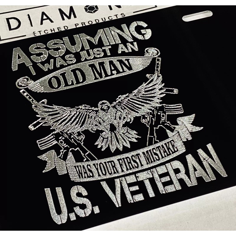 Diamond Etched Products ENGRAVED US Military Old Man Veteran Car