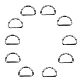 MECCANIXITY 10Pcs 1.3 x 0.7 Inch Metal D Rings, Black Welded Rings Buckles, Solid Hardware Bags Rings for Purse, Sewing Keychains Belts, Dog Collars, Backpack