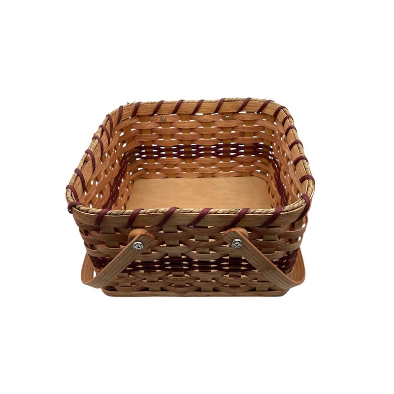 Amish Double Pie Carrier Square Oak Handmade Gingerich Style Basket
