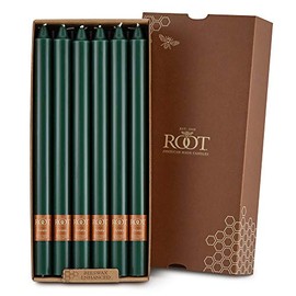 Root Candles Unscented Smooth Arista 12-Inch Dinner Candles, 12-Count, Dark Green