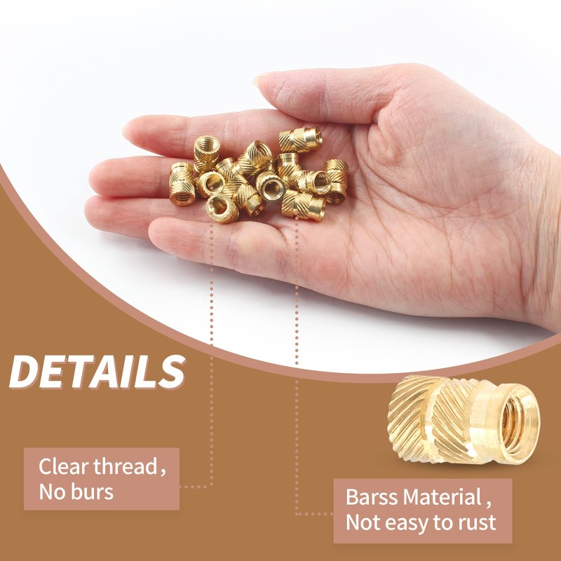 Litoexpe M5 Threaded Inserts, Brass Heat Set Insert Kit knurled