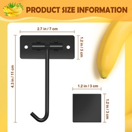 Windspeed 2 Pack Metal Banana Hook, Adhesive Banana Hook Under Cabinet Banana Hanger Foldable Banana Holder to Keep Bananas Fresh