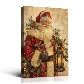 Warm Christmas Gift Santa Claus Canvas Wall Painting - the Ideal Choice for Decorating Holiday Living Rooms and RoomsColor: multi color, Size: 36*24 inch