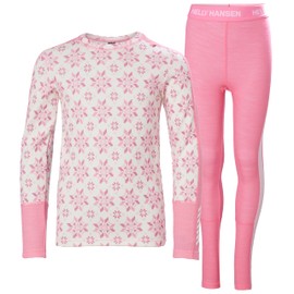 Helly Hansen Unisex Kid's JR Graphic LIFA Merino Set Base Layer Bottom, 068 Sugar Pink Snowflake AOP, 10 Years