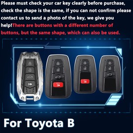 Cavlobe Zinc Alloy Key Fob Cover,Keychain,Full Protection Car Key Case for Toyota Camry RAV4 XLE Avalon TRD Corolla XSE C-HR Prius Prime Highlander 4Runner Prado Keyshell Accessories(NO.053 Silver)