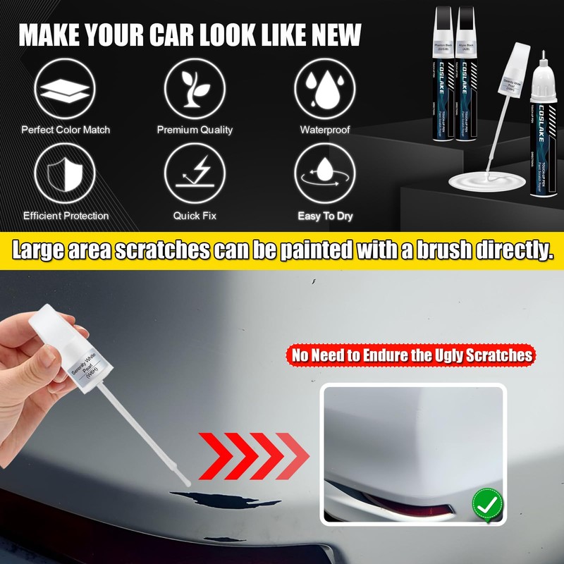 COSLAKE Car Touch Up Paint(Phantom Black(S3/S3B)) for Hyundai, Car Paint