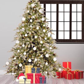 Emopeak 24Pcs Christmas Balls Ornaments for Xmas Christmas Tree - Shatterproof Christmas Tree Decorations Large Hanging Ball for Holiday Wedding Party Decoration (White, 1.2"-3.1CM)