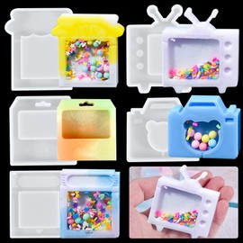iSuperb 5 moldes de resina para coctelera de arena movediza, moldes de silicona epoxi para llaveros, suministros de fundición de joyería para abalorios, decoración de colgantes, manualidades
