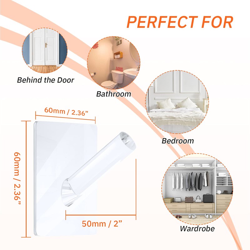 Jetec 12 Pieces Acrylic Wall Mounted Coat Hooks Hat Rack