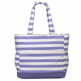 Tote for Women,VASCHY Large Water Resistant Packable Beach Pool Shoulder Bag w Zipper/Pockets for Travel Vacation Purple