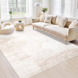 Area Rugs 6x9 Living Room: Washable Rug Modern Abstract Large Rug Soft Non Slip Neutral Rugs Stain Resistant Indoor Carpet for Bedroom Kitchen Dining Room Table Nursery Home Office Rugs(Beige,6'x9')