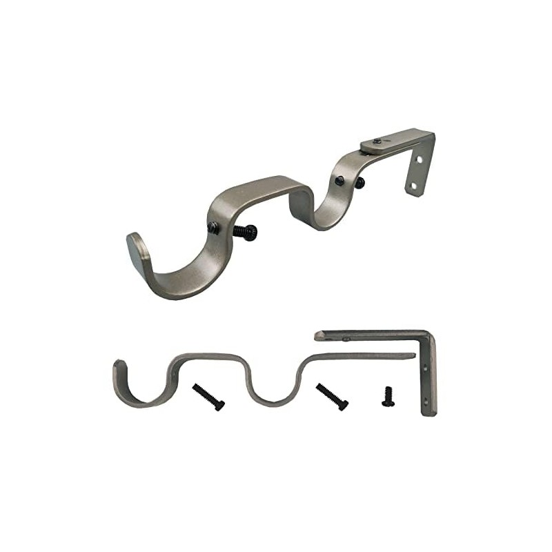 Kowibcl Heavy Duty Curtain Rod Brackets: Adjustable Double Holders, Fits