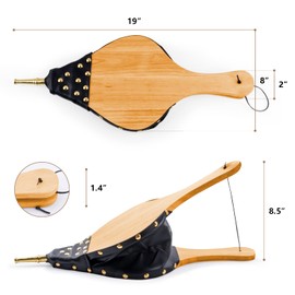 Foedo Fireplace Bellows, 19"x8" Bellows Indoor for Fire Pit Wood Stove Fireplace, Large Wood Air Blower Cast Nozzle, Bellows for Outdoor Camping (Oak Wood, Large Size)