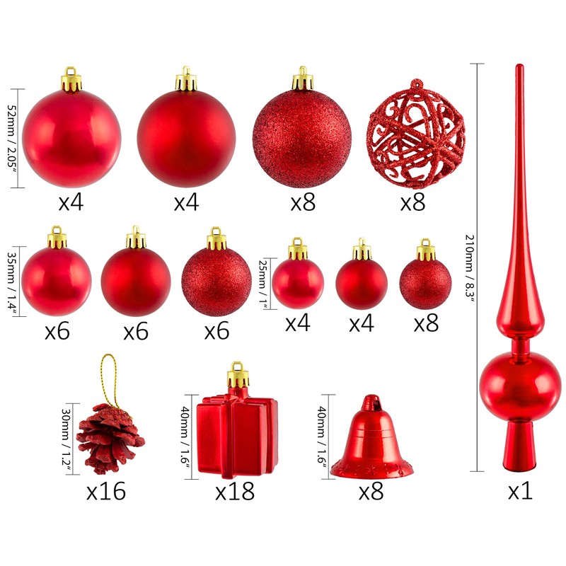 Brubaker 101-piece set of Christmas baubles with tree topper