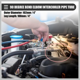 RATCHROLL Universal 90 Degree Bend Elbow Intercooler Pipe Air Intake Tube, 4" OD, 102mm OD, Leg Length 4", 100mm Leg Length, 6061 Aluminum Alloy, Silver Tone Replacement Car Parts