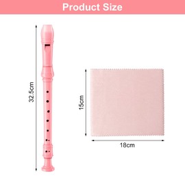 Cute Soprano Flute Made of DO Flute Soprano Flute Made of ABS Flute Children with 8 Holes with Cleaning Tool Flute for Beginners, German Fingering Gifts for Children, Adults, Beginners, Pink