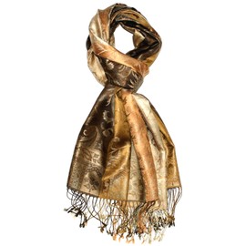Lorenzo Cana Pashmina 100% pure Silk 70 x 190 cm gold/brown/beige paisley silk scarf 100% silk scarf 7808011