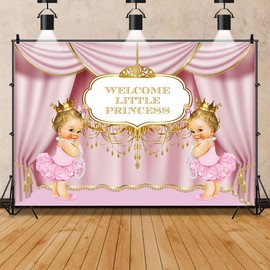 Yeele 5x3ft Welcome Little Princess Backdrop Sweet Baby Girl Backdrop for Photography Cute Newborn Infant Gender Reveal Party Background Photoshoot Luxury Stage Pink Skirt Backdrops