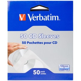 Verbatim CD Sleeves - 50 Pack (white sleeve with window)