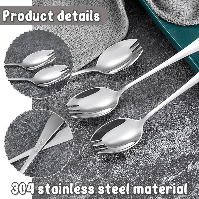 2PCS Stainless Steel Sporks – for Camping, Travel, Lunchboxes –