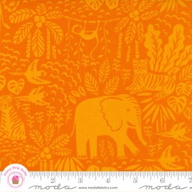 Moda JUNGLE PARADISE 20785 14 Orange Elephant STACY HSU Quilt Fabric - By the Half-Yard