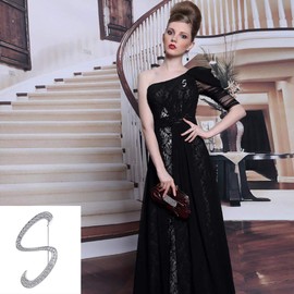 ETHOON Letter Brooch Pins Initial Rhinestone Brooch for Women Crafts Silvery J