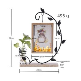 Lajiakoy® Picture Frame 10 x 15 cm, Vintage Wooden Picture Frame with Vase and Metal Tree Photo Gifts Family Gift for Mum Grandma