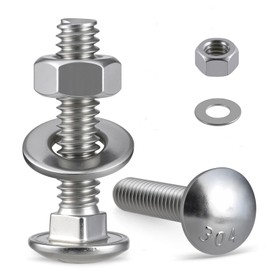 Krysay 3/8-16 x 2-1/2" Carriage Bolts 304 Stainless Steel 18-8,Round Head Square Neck (7Sets) Bolts and Nuts Kit with Flat Washers,Heavy Duty for Wood Construction,Fence,Deck & Furniture
