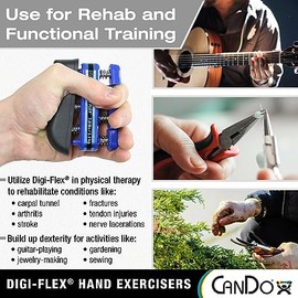 CanDo 10-0742 Digi-Flex Hand Exerciser, Finger 5.0 lb/Hand 16.0 lb, Green- Medium Tension