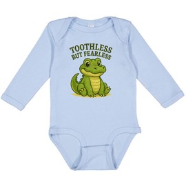 inktastic Toothless But Fearless Cute Alligator Kid's Design Long Sleeve Creeper 12 Months 0100 Light Blue 46540