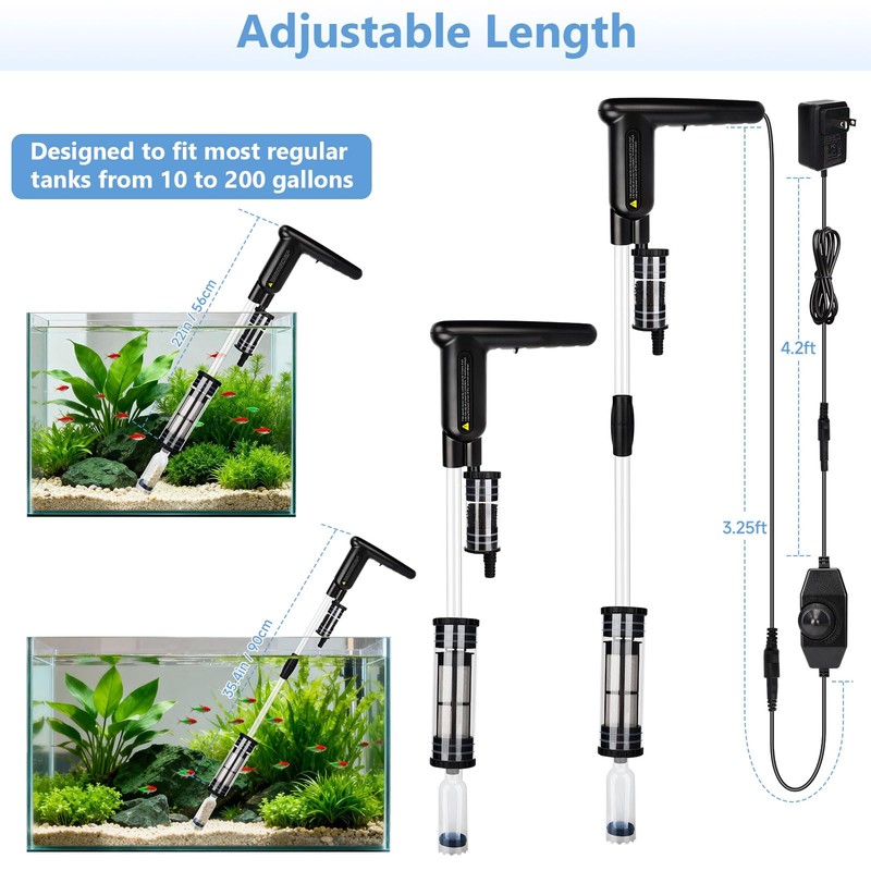Upgraded DC 18W Electric Aquarium Vacuum Gravel Cleaner