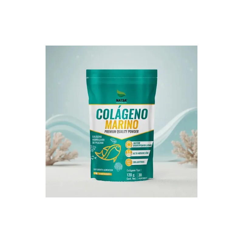 NATSA Colageno Marino Polvo 120 g, Sabor Natural, Calidad Premium