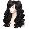 ColorGround Long Curly Cosplay Wig with 2 Ponytails(Black)