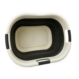 SAMMART 40L (10.5 Gallon) Collapsible Plastic Laundry Basket - Foldable Pop Up Storage Container/Organizer - Portable Washing Tub - Space Saving Hamper/Basket (1, Warm Grey/Black)