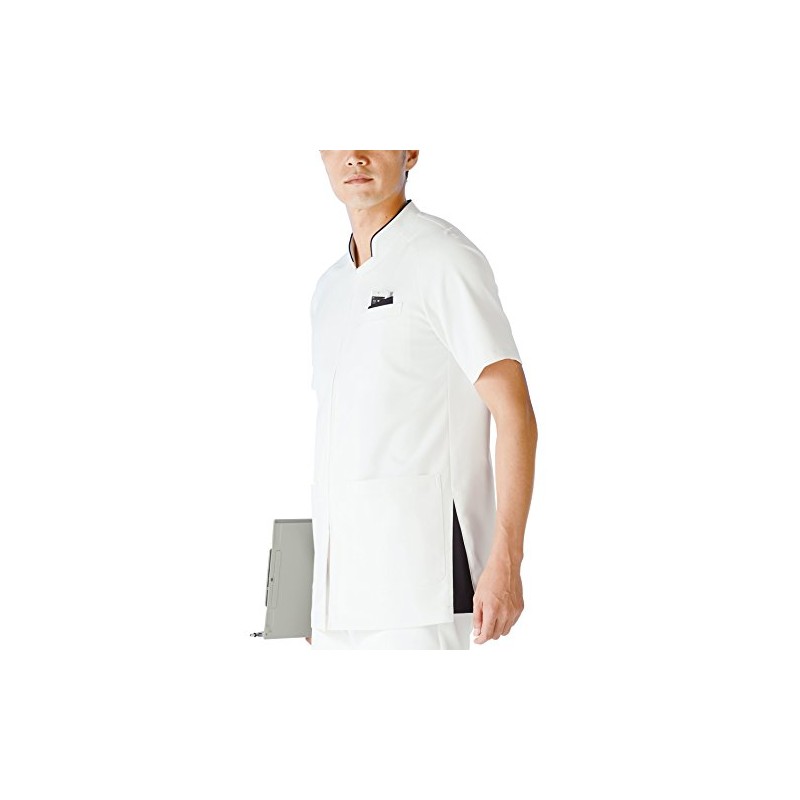 Medical Uniform White Coat Men's Jacket Short Sleeve KAZEN White