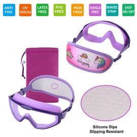 RUIGAO Kids Swim Goggles Age 4-7, Toddler Goggles No Tangle, Child Swimming Mask/Bungee Strap/Soft Band (1PK - Purple Princess)