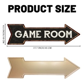 Mukuko Game Room Decor Metal Right Arrow Tin Signs, Funny Street Signs for Home Gaming Wall Art Gamer Decorations 6" x 18"