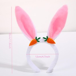 YUNHENTONG Easter Bunny Headband, Cute Rabbit Ears Headband with Small Carrots, Interesting Bunny Ears, Children Adults, Easter Rabbit Headband for Easter Parties Accessories