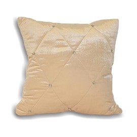 Riva Home Diamante Stateen Velvet Cushion Cover, Cream, 45 x 45 Cm