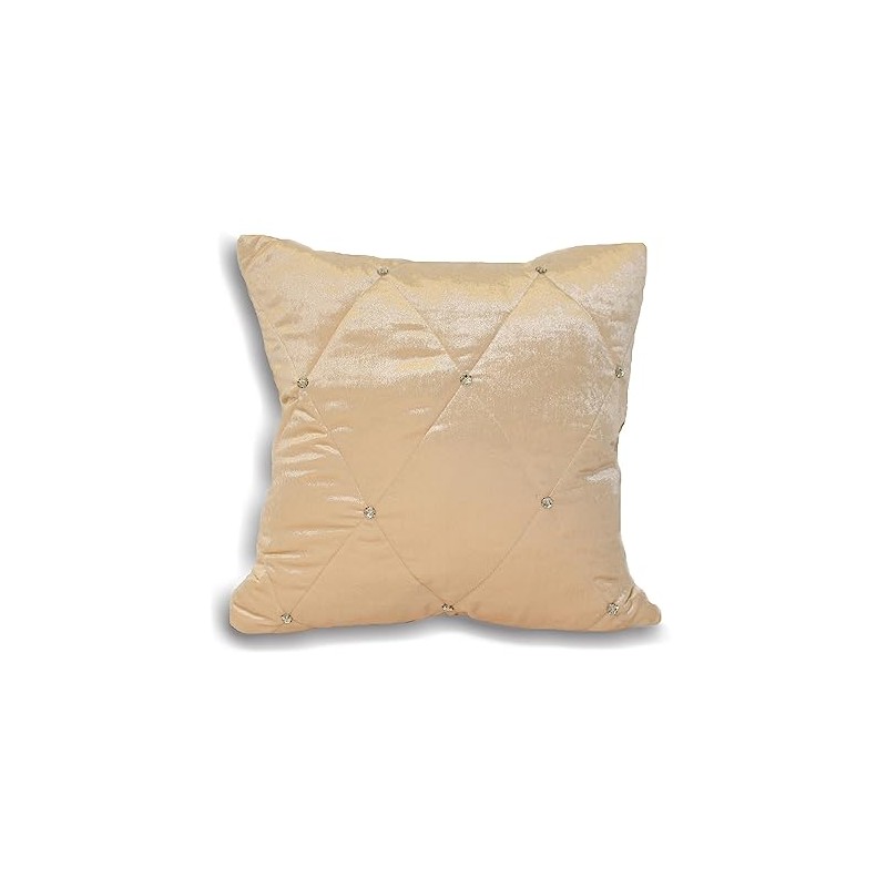 Riva Home Diamante Stateen Velvet Cushion Cover, Cream, 45 x