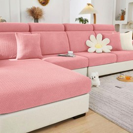 Disayu Magic Sofa Covers Couch Covers 2024 New Couch Cushion Covers Universal Sofa Covers Washable Stretch Slipcovers for Sectional Sofa (Texture Pink,Back Cover L)