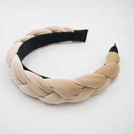 Dresyu Braided Headbands Velvet Headband for Women Soft Twisted Hair Hoop Non-Slip Wide Padded Hairband for Makeup, Washing Face, Daily Wear