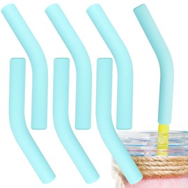 HINZIC 6Pcs 8MM Silicone Straw Tips, 5/16 inch Reusable Food Grade Rubber Straw Covers, Green Elbow Straw Drinking Replacement for Hydraflow Stainless Steel Metal Straws