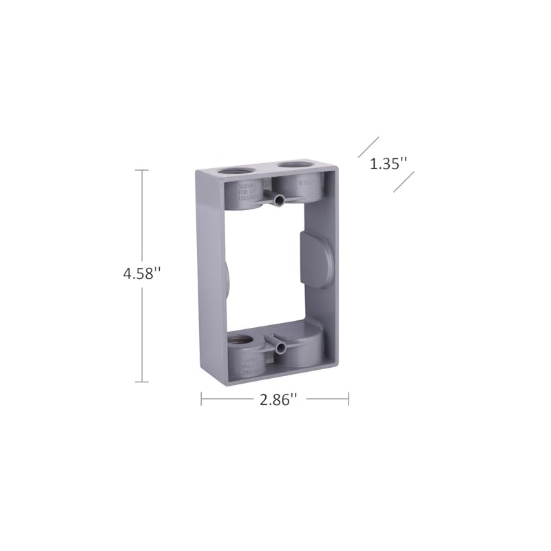 1-Gang Weatherproof Extension Adapter, Two 1/2 in. Threaded Outlets, Gray